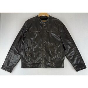 LEVI STRAUSS & Co Jacket Size Large Faux Brown‎ Leather Levi's Distressed